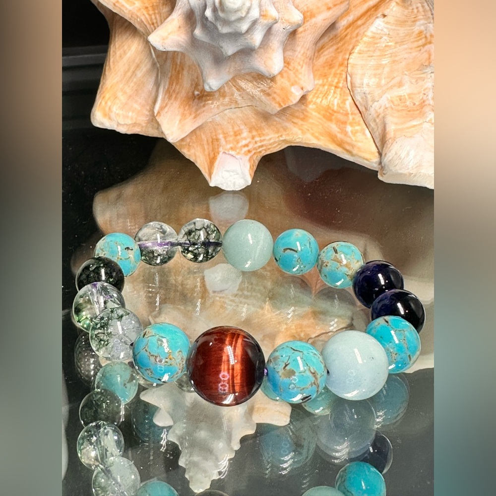SEA DIVING NATURAL STONES Bracelet size 7.5”
